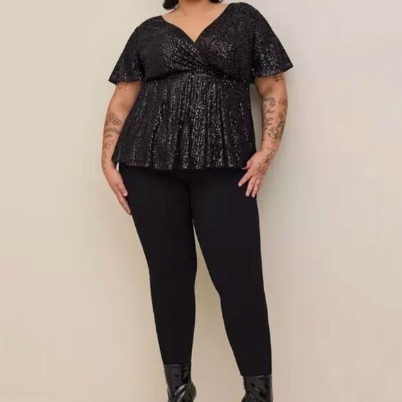 Torrid Lily Babydoll Sequin Surplice Top Size 3X Going Out Party Festive Concert - Picture 1 of 16